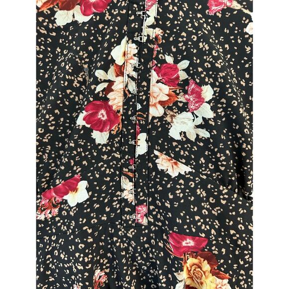 TORRID Peplum Hook Front Top 4 4X Contrast Print Boho Stretch - Picture 4 of 9